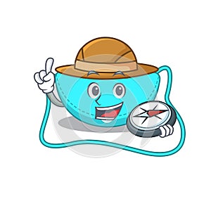 Mascot design concept of sling bag explorer using a compass in the forest