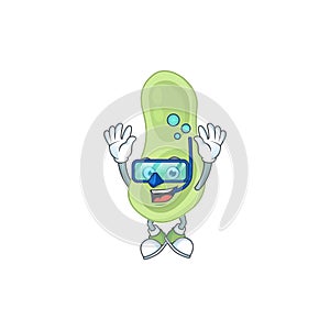 Mascot design concept of staphylococcus pneumoniae wearing Diving glasses