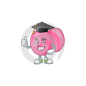 Mascot design concept of streptococcus pyogenes proudly wearing a black Graduation hat