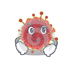 A mascot design of coronaviridae having confident gesture