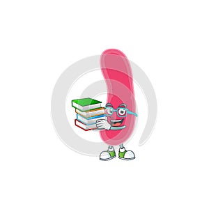 A mascot design of fusobacteria student having books
