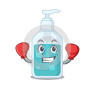 Mascot design of hand sanitizer as a sporty boxing athlete