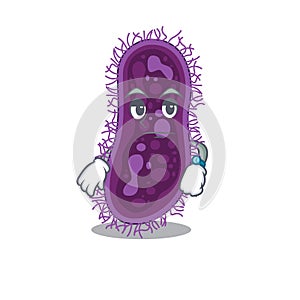 Mascot design of lactobacillus rhamnosus bacteria showing waiting gesture