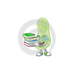 A mascot design of staphylococcus pneumoniae student character with book