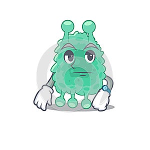 Mascot design style of azotobacter vinelandii with waiting gesture