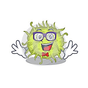 Mascot design style of geek bacteria coccus with glasses