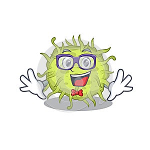 Mascot design style of geek bacteria coccus with glasses photo