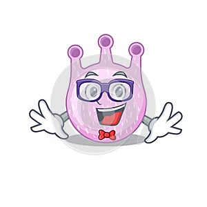 Mascot design style of geek viridans streptococci with glasses
