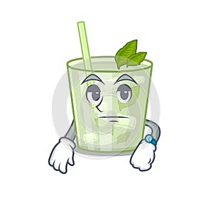 Mascot design style of mojito lemon cocktail with waiting gesture