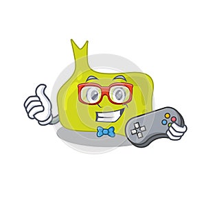 Mascot design style of pituitary gamer playing with controller