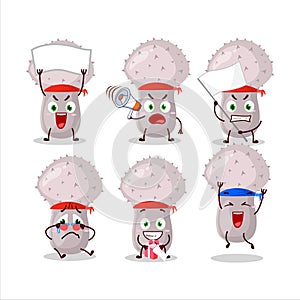 Mascot design style of puffball character as an attractive supporter