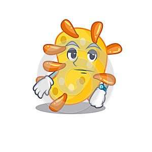 Mascot design of vibrio showing waiting gesture