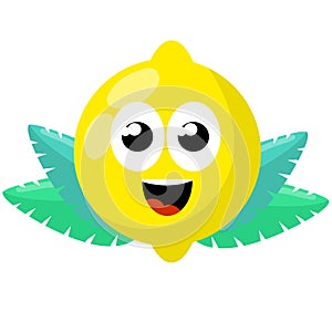 Mascot and emotions. Funny and cute yellow element. Cartoon flat illustration. Lemon with face.