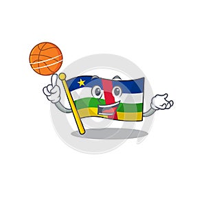 Mascot of flag central african cartoon character style with basketball