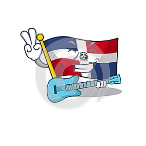 A mascot of flag dominican republic performance with guitar