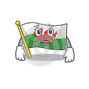 Mascot of flag wales Scroll showing afraid look face