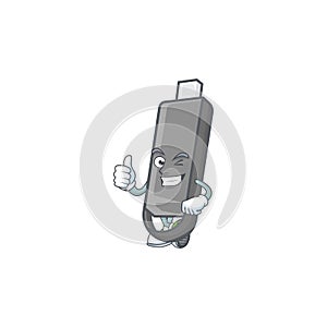 A mascot icon of flashdisk making Thumbs up gesture