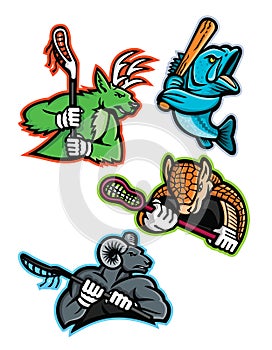 Lacrosse and Baseball Sports Mascot Collection photo