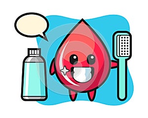 Mascot illustration of blood drop with a toothbrush