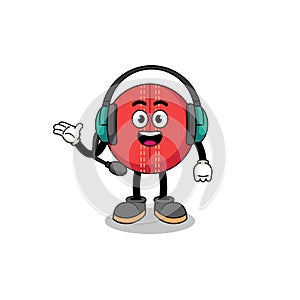 Mascot Illustration of cricket ball as a customer services
