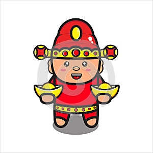 mascot illustration god of prosperity cute popular new year symbol