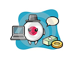 Mascot Illustration of japan flag badge as a hacker