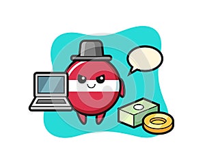 Mascot Illustration of latvia flag badge as a hacker