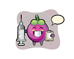 Mascot Illustration of mangosteen as a doctor