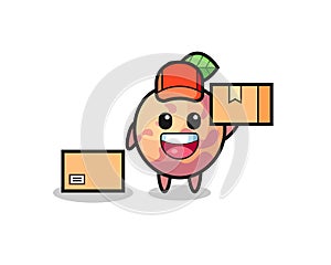 Mascot Illustration of pluot fruit as a courier