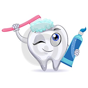 Mascot Tooth Brushing itself