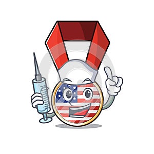 Mascot usa medal in the character nurse