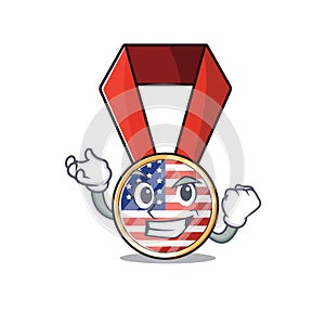 Mascot usa medal in the character successful