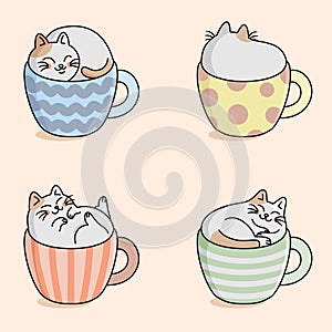 mascot vector illustration of cute cat in cup