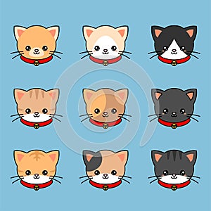 Mascot Vector Illustration Of Various Types Of Cute Cat Heads