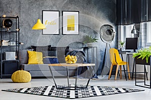 Masculine room with yellow decor photo