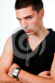 Masculine man looking cool and tough