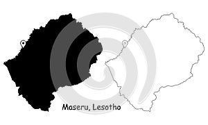 Maseru Lesotho. Detailed Country Map with Location Pin on Capital City.