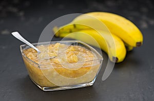 Mashed Bananas on a vintage slate slab