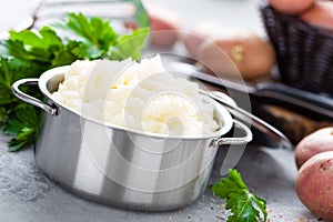 Mashed, mash potato with butter and milk. Potato puree