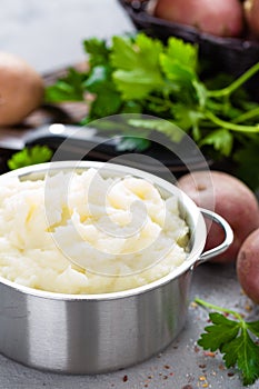 Mashed, mash potato with butter and milk. Potato puree