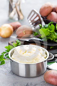 Mashed, mash potato with butter and milk. Potato puree