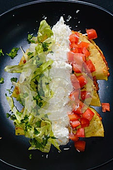 Mashed Potato and Chorizo Tacos Dorados with Toppings photo