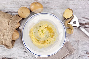 Mashed potatoes background.