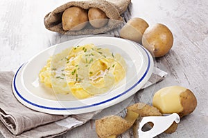 Mashed potatoes background.