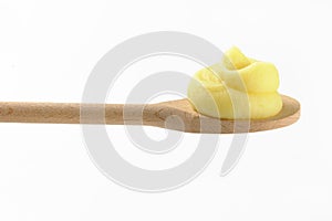 Mashed potatoes on spoon