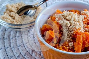 Mashed Sweet Potatoes Topped With Brown Sugar