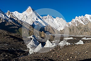 Masherbrum or K1 mountain peak at Goro II camp, K2 trek, Pakistan