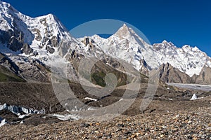 Masherbrum mountain peak at GoroII camp, K2 trek, Pakistan