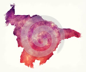 Mashonaland Central province watercolor map of Zimbabwe