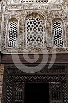 Mashrabiya style windows at the Qalawun complex in Cairo